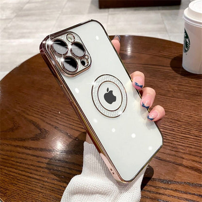 Diamond Bling Plating Cover with Crystal Ring Stand