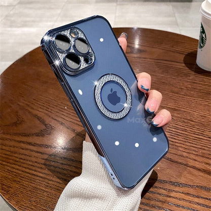 Diamond Bling Plating Cover with Crystal Ring Stand