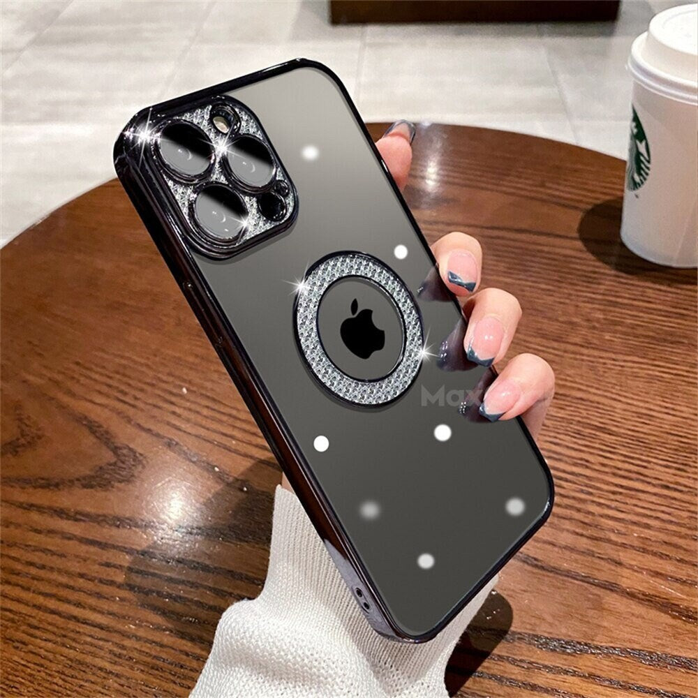 Diamond Bling Plating Cover with Crystal Ring Stand