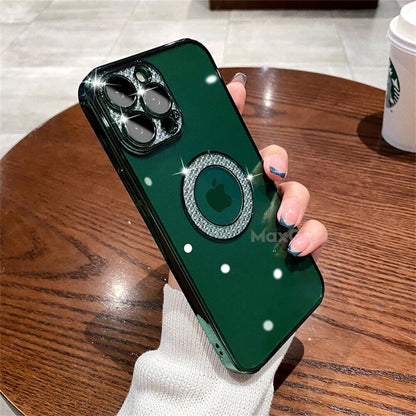 Diamond Bling Plating Cover with Crystal Ring Stand