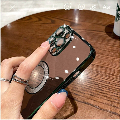 Diamond Bling Plating Cover with Crystal Ring Stand