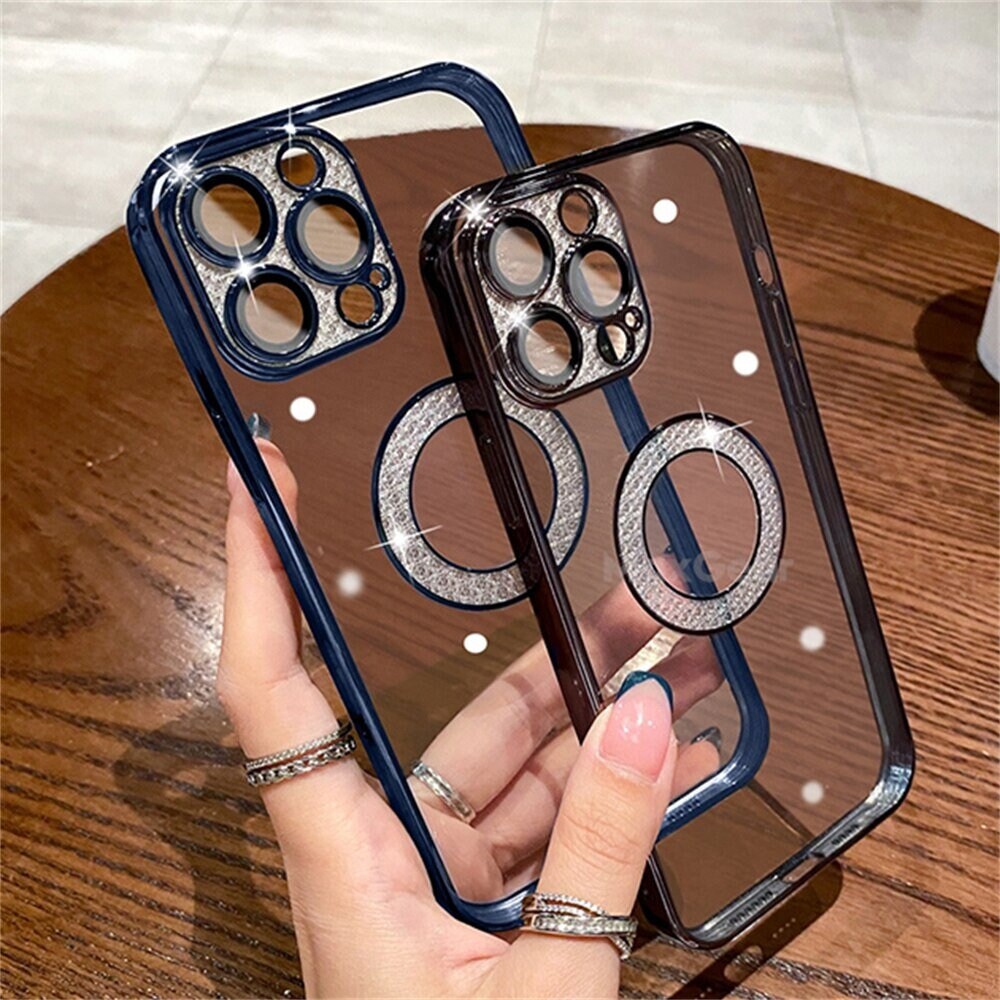 Diamond Bling Plating Cover with Crystal Ring Stand